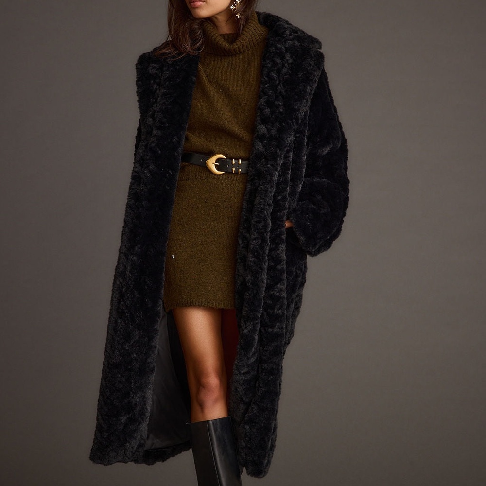 12th Tribe Sasha Black Floor Length Coat Size XSXS